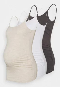 Anna Field MAMA 3 Pack - Top - Mottled Dark Grey/Beige/White