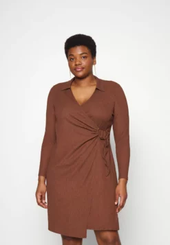 Anna Field Curvy Jersey Dress - Dark Brown