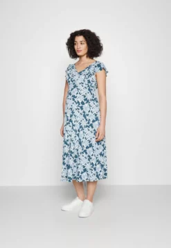 Anna Field MAMA Midi V Flared Dress Witrh Ruffle Sleevees - Jersey Dress - Dark Blue/Blue