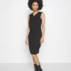 Anna Field Petite Drapped Neckline Smart Bodycon Sleeveless Mini Dress - Jersey Dress - Black