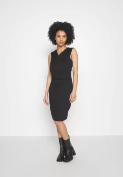 Anna Field Petite Drapped Neckline Smart Bodycon Sleeveless Mini Dress - Jersey Dress - Black