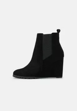 Anna Field Leather Winter Boot - High Heeled Ankle Boots - Black