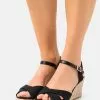 Anna Field Wedge Sandals - Black