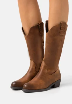 Anna Field Cowboy/Biker Boots - Brown