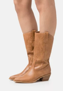 Anna Field Cowboy/Biker Boots - Cognac