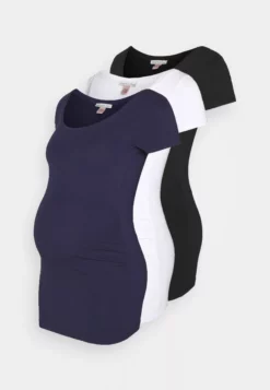 Anna Field MAMA 3Er Pack - Basic T-Shirt - White/Dark Blue/Black