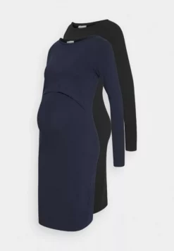 Anna Field MAMA 2 Pack Nursing Dress - Jersey Dress - Dark Blue/Black