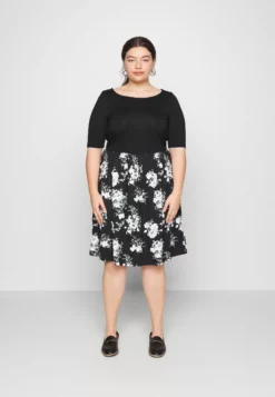 Anna Field Curvy Day Dress - Black/Multi Coloured