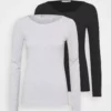 Anna Field 2 Pack - Long Sleeved Top - Black/Mottled Grey