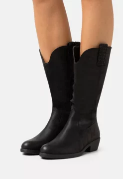 Anna Field Cowboy/Biker Boots - Black