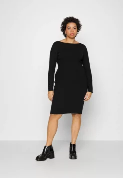 Anna Field Curvy Offener Rücken Mini Strickkleid - Shift Dress - Black