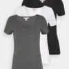 Anna Field 3 Pack - Basic T-Shirt - Black, White
