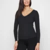 Anna Field MAMA Maternity Ribbed Longsleeve Lace- Long Sleeved Top - Black