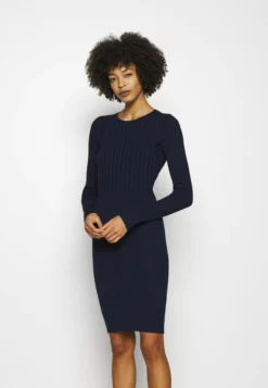 Anna Field Crew Ausschnitt Ripp Top Bodycon Mini Strickkleid - Shift Dress - Dark Blue
